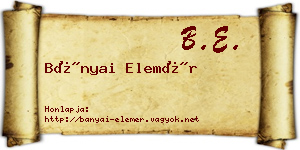 Bányai Elemér névjegykártya